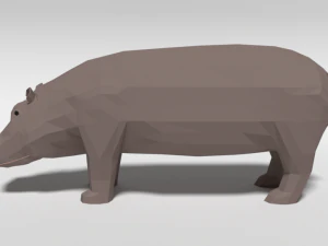 low poly cartoon hippopotamus 3D Model