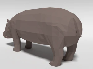 low poly cartoon hippopotamus 3D Model