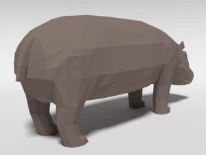 low poly cartoon hippopotamus 3D Model