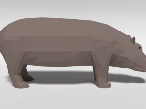 low poly cartoon hippopotamus 3D Model