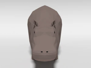 low poly cartoon hippopotamus 3D Model