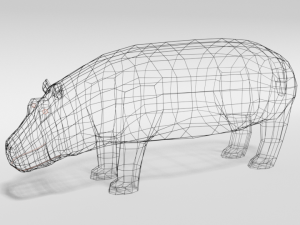 low poly cartoon hippopotamus Modelo 3D