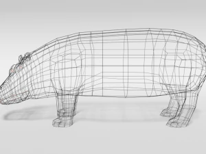 low poly cartoon hippopotamus 3D Model