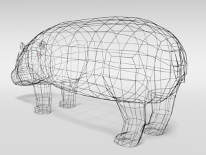 low poly cartoon hippopotamus Modelo 3D