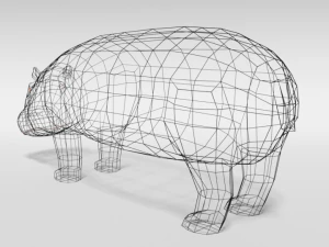 low poly cartoon hippopotamus 3D Model