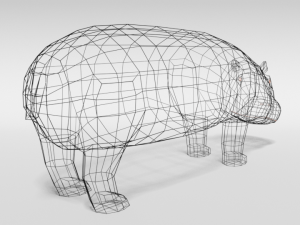low poly cartoon hippopotamus Modelo 3D