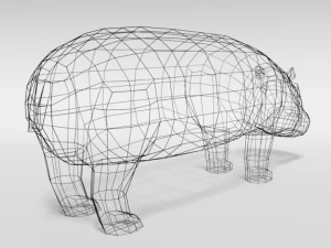 low poly cartoon hippopotamus 3D Model