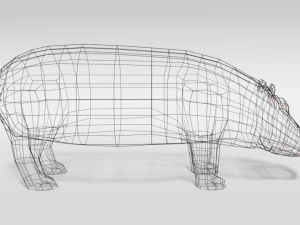 low poly cartoon hippopotamus 3D Model