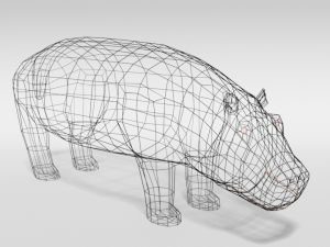 low poly cartoon hippopotamus Modelo 3D