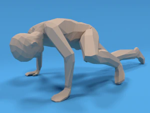 low poly kid standing up 3D Model