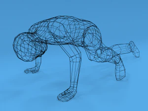 low poly kid standing up 3D Model