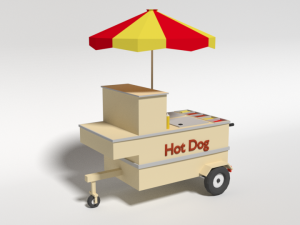 low poly cartoon hot dog cart 3D Model