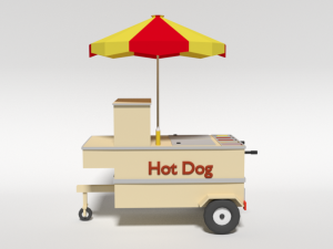 low poly cartoon hot dog cart 3D Model