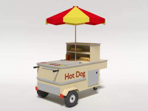 low poly cartoon hot dog cart 3D Model
