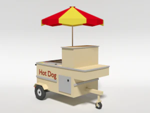 low poly cartoon hot dog cart 3D Model