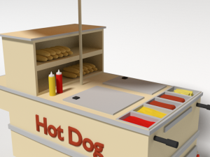 low poly cartoon hot dog cart 3D Model