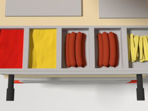 low poly cartoon hot dog cart 3D Model