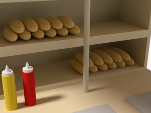 low poly cartoon hot dog cart 3D Model