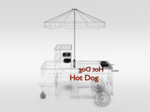 low poly cartoon hot dog cart 3D Model
