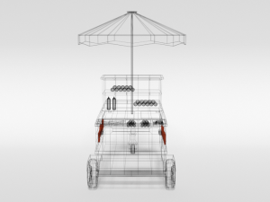low poly cartoon hot dog cart 3D Model