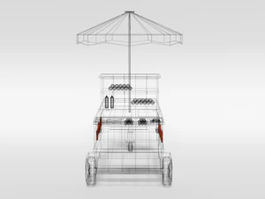 low poly cartoon hot dog cart 3D Model