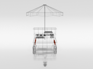 low poly cartoon hot dog cart 3D Model