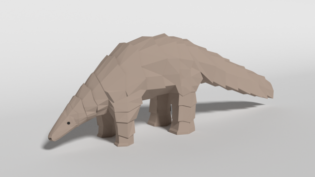 low poly cartoon pangolin 3D मॉडल .c4d .max .obj .3ds .fbx .stl .blend