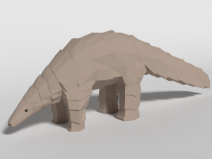 low poly cartoon pangolin 3D Model
