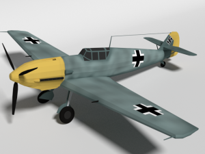 low poly cartoon messerschmitt bf 109e-3 emil ww2 airplane 3D Model