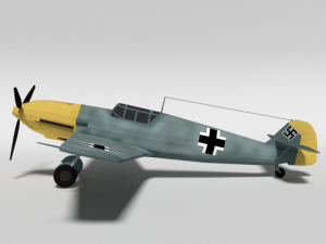 low poly cartoon messerschmitt bf 109e-3 emil ww2 airplane 3D-Modell