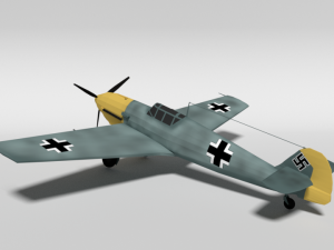 low poly cartoon messerschmitt bf 109e-3 emil ww2 airplane 3D-Modell