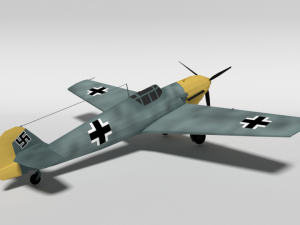 low poly cartoon messerschmitt bf 109e-3 emil ww2 airplane 3D-Modell
