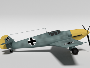 low poly cartoon messerschmitt bf 109e-3 emil ww2 airplane 3D-Modell