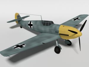 low poly cartoon messerschmitt bf 109e-3 emil ww2 airplane 3D-Modell