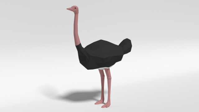 low poly cartoon ostrich 3D Модель .c4d .max .obj .3ds .fbx .stl .blend 