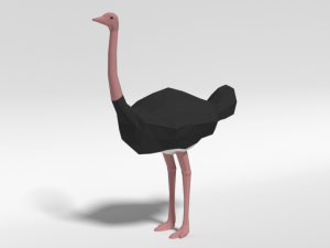 low poly cartoon ostrich Modèle 3D