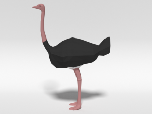 low poly cartoon ostrich 3D Модель
