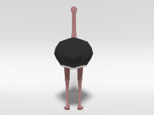 low poly cartoon ostrich 3D Модель
