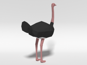 low poly cartoon ostrich 3D Модель