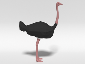 low poly cartoon ostrich 3D Модель