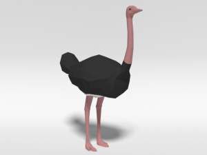 low poly cartoon ostrich 3D Модель