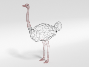 low poly cartoon ostrich 3D Модель