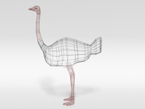 low poly cartoon ostrich 3D Модель