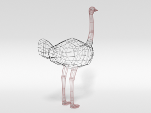 low poly cartoon ostrich 3D Модель