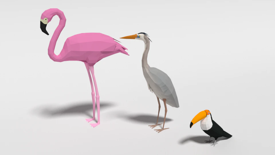 pacchetto di uccelli esotici cartoon low poly Modello 3D .c4d .max .obj .3ds .fbx .stl .blend 