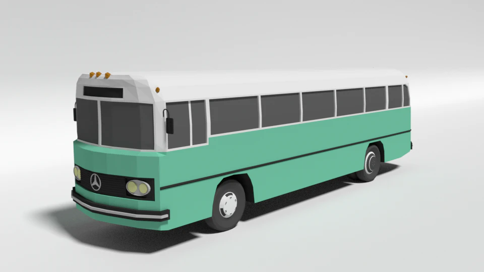low poly cartoon retro bus 3D Model .c4d .max .obj .3ds .fbx .stl .blend 