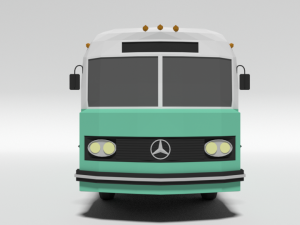 low poly cartoon retro bus Model 3D