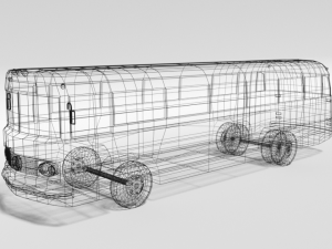 low poly cartoon retro bus Model 3D