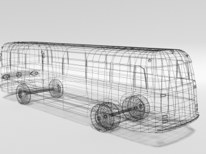 low poly cartoon retro bus Model 3D
