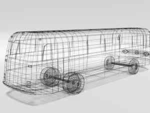 low poly cartoon retro bus 3D Model